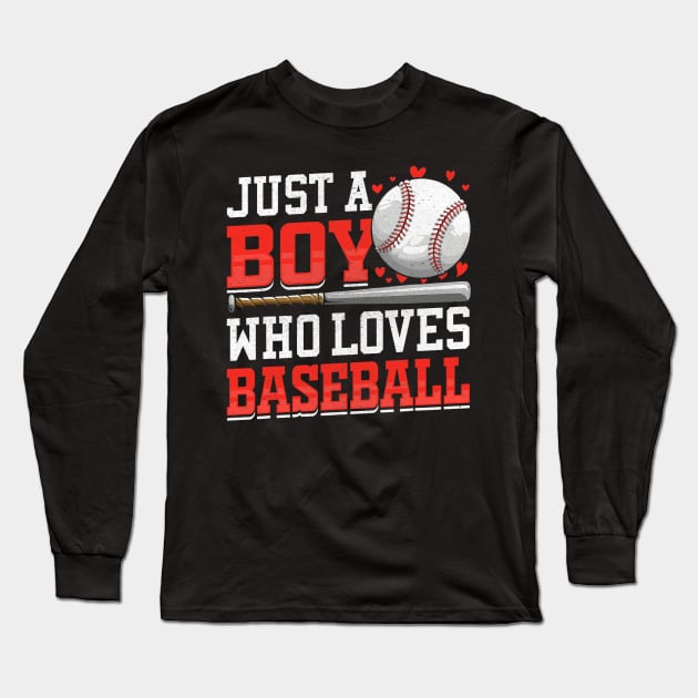 American Sport Just A Boy Who Loves Baseball Gifts For Boys Long Sleeve T-Shirt by Winter Magical Forest